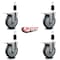 Service Caster 5'' Thermoplastic Rubber Swivel 1-3/8'' Expanding Stem Caster Set Total Lock Brake, 4PK SCC-EXTTL20S514-TPRB-138-4 - alternate 4